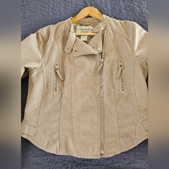 Cute Faux Suede Moto Jacket size L - Picture 4 of 7